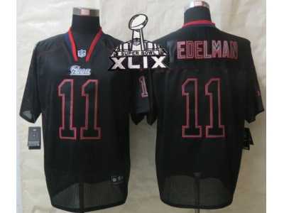 2015 Super Bowl XLIX Nike New England Patriots #11 Edelman Black Jerseys(Lights Out Elite)