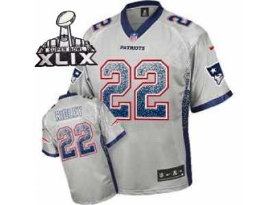 2015 Super Bowl XLIX Nike New England Patriots #22 Stevan Ridley Grey Jersey(Elite Drift Fashion)