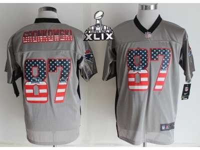 2015 Super Bowl XLIX Nike New England Patriots #87 Gronkowski Grey Jerseys(USA Flag Fashion Shadow Elite)