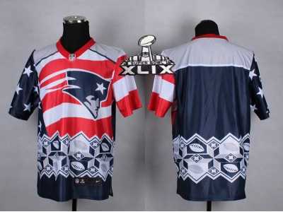 2015 Super Bowl XLIX Nike New England Patriots blank Blue Jerseys(Style Noble Fashion Elite)