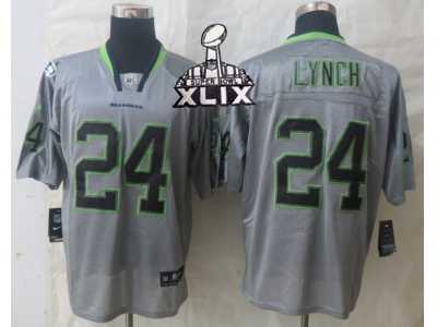 2015 Super Bowl XLIX Nike Seattle Seahawks #24 Lynch Jerseys(Lights Out Grey Elite)