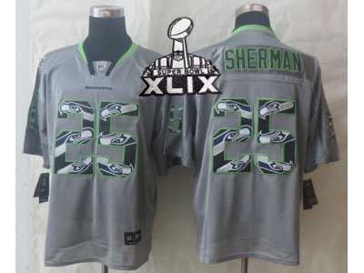 2015 Super Bowl XLIX Nike Seattle Seahawks #25 Sherman Grey Jerseys(Lights Out Stitched Elite)