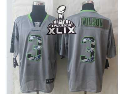 2015 Super Bowl XLIX Nike Seattle Seahawks #3 Wilson Grey Jerseys(Lights Out Stitched Elite)