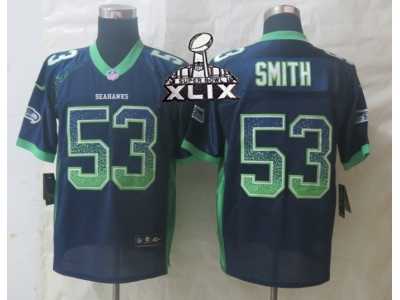 2015 Super Bowl XLIX Nike Seattle Seahawks #53 Smith Blue Jerseys(Drift Fashion Elite)