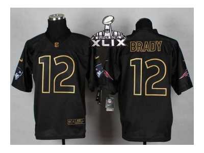 2015 Super Bowl XLIX Nike jerseys new england patriots #12 brady black[Elite gold lettering fashion]