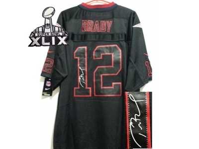 2015 Super Bowl XLIX Nike jerseys new england patriots #12 tom brady black[Elite lights out signature]