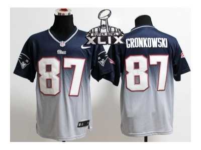 2015 Super Bowl XLIX Nike jerseys new england patriots #87 gronkowski blue-white[Elite II drift fashion]