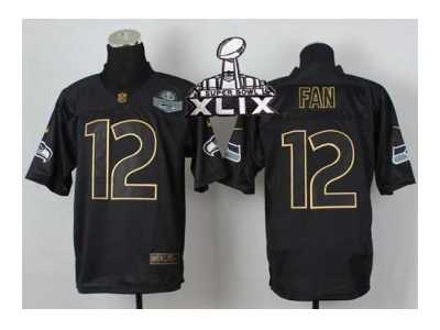 2015 Super Bowl XLIX Nike jerseys seattle seahawks #12 fan black[Elite gold lettering fashion]