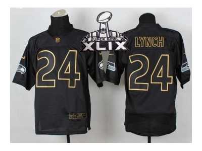 2015 Super Bowl XLIX Nike jerseys seattle seahawks #24 marshawn lynch black[Elite gold lettering fashion]