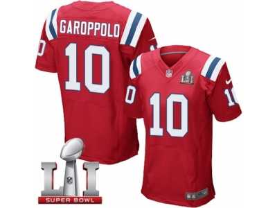 Men's Nike New England Patriots #10 Jimmy Garoppolo Elite Red Alternate Super Bowl LI 51 NFL Jersey
