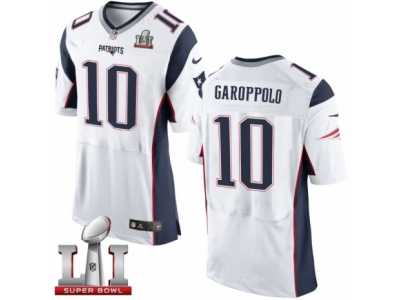Men's Nike New England Patriots #10 Jimmy Garoppolo Elite White Super Bowl LI 51 NFL Jersey