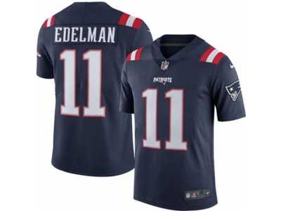 Men's Nike New England Patriots #11 Julian Edelman Elite Navy Blue Rush NFL Jersey