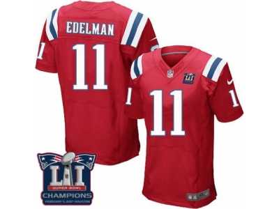 Men's Nike New England Patriots #11 Julian Edelman Elite Red Alternate Super Bowl LI Champions NFL Jersey