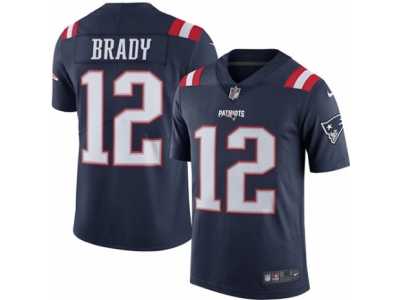 Men's Nike New England Patriots #12 Tom Brady Elite Navy Blue Rush NFL Jersey