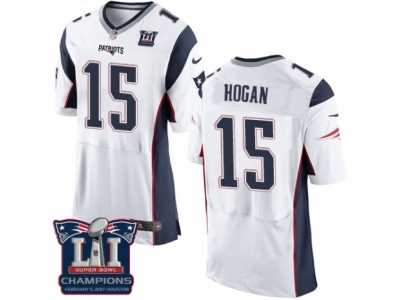 Men's Nike New England Patriots #15 Chris Hogan Elite White Super Bowl LI Champions NFL Jersey