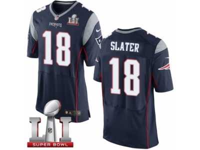 Men's Nike New England Patriots #18 Matthew Slater Elite Navy Blue Team Color Super Bowl LI 51 NFL Jersey