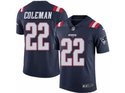 Men's Nike New England Patriots #22 Justin Coleman Elite Navy Blue Rush NFL Jersey