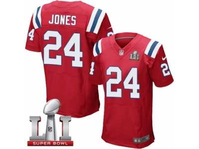 Men's Nike New England Patriots #24 Cyrus Jones Elite Red Alternate Super Bowl LI 51 NFL Jersey