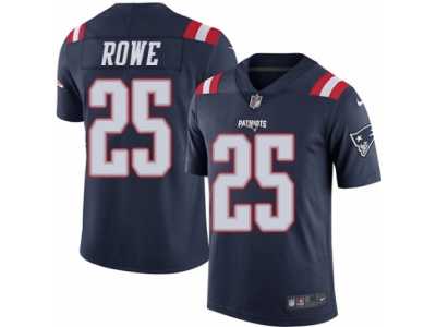 Men's Nike New England Patriots #25 Eric Rowe Elite Navy Blue Rush NFL Jersey