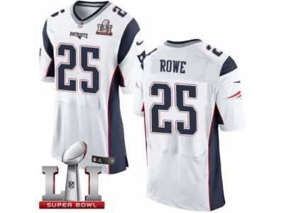 Men's Nike New England Patriots #25 Eric Rowe Elite White Super Bowl LI 51 NFL Jersey