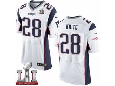 Men\'s Nike New England Patriots #28 James White Elite White Super Bowl LI 51 NFL Jersey