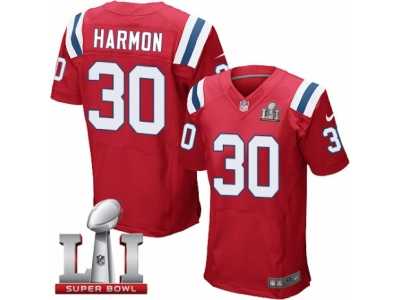 Men's Nike New England Patriots #30 Duron Harmon Elite Red Alternate Super Bowl LI 51 NFL Jersey