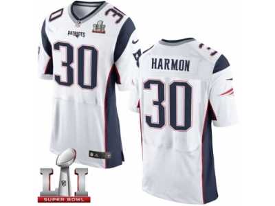Men's Nike New England Patriots #30 Duron Harmon Elite White Super Bowl LI 51 NFL Jersey