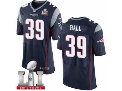 Men's Nike New England Patriots #39 Montee Ball Elite Navy Blue Team Color Super Bowl LI 51 NFL Jersey