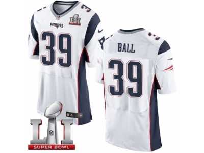 Men's Nike New England Patriots #39 Montee Ball Elite White Super Bowl LI 51 NFL Jersey