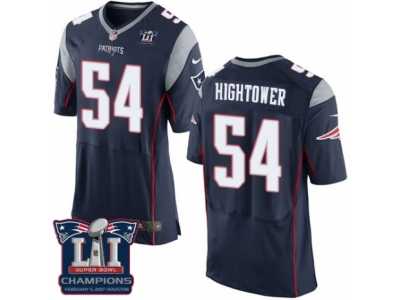 Men's Nike New England Patriots #54 Dont'a Hightower Elite Navy Blue Team Color Super Bowl LI Champions NFL Jersey