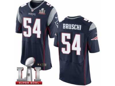 Men's Nike New England Patriots #54 Tedy Bruschi Elite Navy Blue Team Color Super Bowl LI 51 NFL Jersey