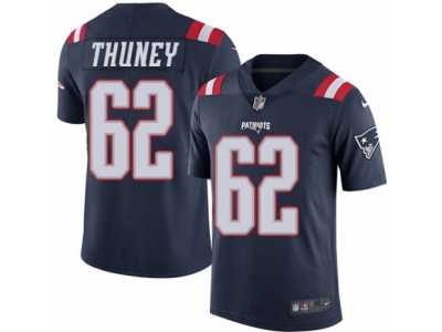 Men's Nike New England Patriots #62 Joe Thuney Elite Navy Blue Rush NFL Jersey
