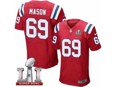 Men's Nike New England Patriots #69 Shaq Mason Elite Red Alternate Super Bowl LI 51 NFL Jersey