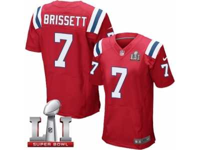 Men's Nike New England Patriots #7 Jacoby Brissett Elite Red Alternate Super Bowl LI 51 NFL Jersey