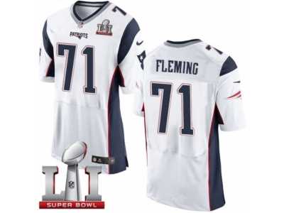 Men's Nike New England Patriots #71 Cameron Fleming Elite White Super Bowl LI 51 NFL Jersey