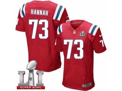 Men's Nike New England Patriots #73 John Hannah Elite Red Alternate Super Bowl LI 51 NFL Jersey