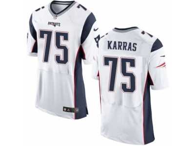 Men's Nike New England Patriots #75 Ted Karras Elite White NFL Jersey
