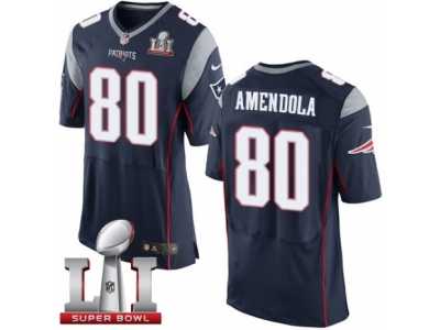 Men's Nike New England Patriots #80 Danny Amendola Elite Navy Blue Team Color Super Bowl LI 51 NFL Jersey