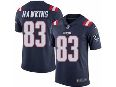 Men's Nike New England Patriots #83 Lavelle Hawkins Elite Navy Blue Rush NFL Jersey