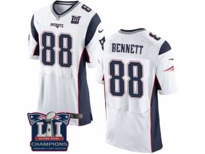 Men's Nike New England Patriots #88 Martellus Bennett Elite White Super Bowl LI Champions NFL Jersey
