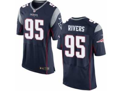 Men's Nike New England Patriots #95 Derek Rivers Elite Navy Blue Team Color NFL Jersey