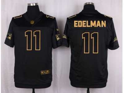 Nike New England Patriots #11 Julian Edelman Black Pro Line Gold Collection Jersey(Elite)