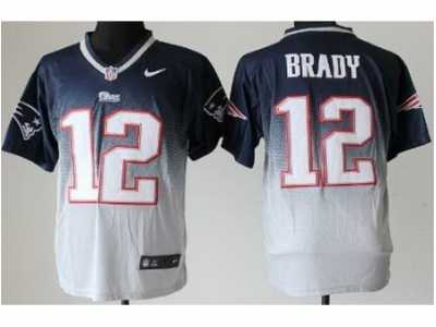Nike New England Patriots #12 Tom Brady Grey Blue jerseys(Drift Fashion II Elite)