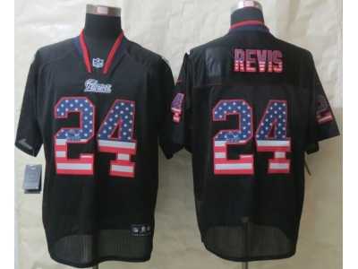 Nike New England Patriots #24 Revis Black Jerseys(USA Flag Fashion Elite)