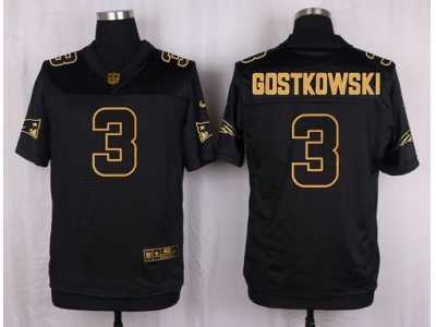 Nike New England Patriots #3 Stephen Gostkowski Black Pro Line Gold Collection Jersey(Elite)