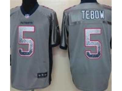 Nike New England Patriots #5 Tim Tebow Grey Jerseys(Elite Drift Fashion)