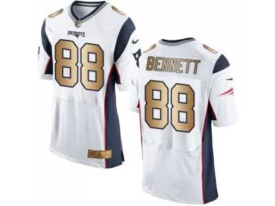 Nike New England Patriots #88 Martellus Bennett White Men's Stitched NFL New Elite Gold Jersey