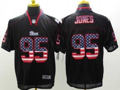 Nike New England Patriots #95 Chandler Jones Black Jerseys(USA Flag Fashion Elite)