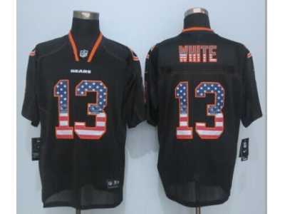 Nike Chicago Bears #13 White Black Jerseys(USA Flag Fashion Elite)