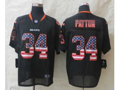 Nike Chicago Bears #34 Payton Black Jerseys(USA Flag Fashion Elite)